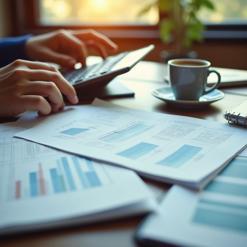 Persona revisando documentos fiscales.